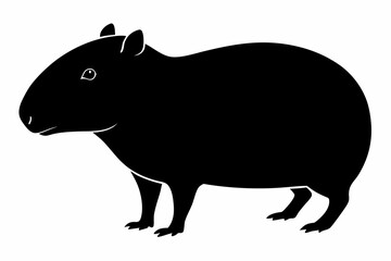 capybara silhouette line art vector illustration with a white background