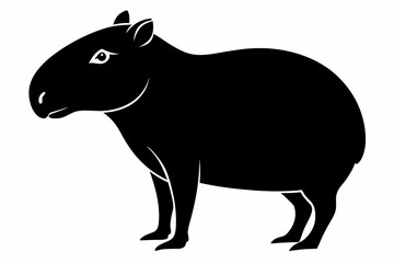 capybara silhouette line art vector illustration with a white background