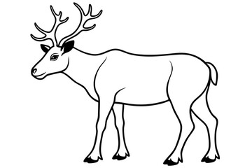 caribou silhouette line art vector illustration with a white background