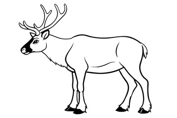 caribou silhouette line art vector illustration with a white background