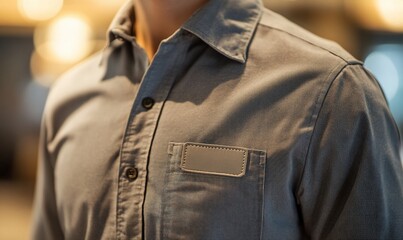 Man's gray shirt, blank patch, indoor