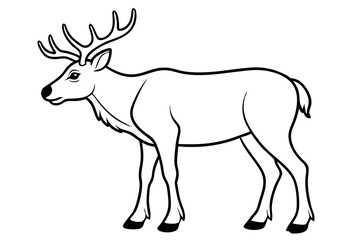 caribou silhouette line art vector illustration with a white background