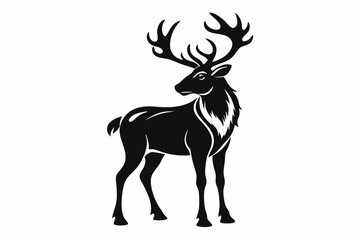caribou silhouette line art vector illustration with a white background
