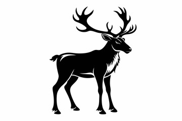 caribou silhouette line art vector illustration with a white background
