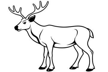 caribou silhouette line art vector illustration with a white background