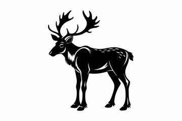 caribou silhouette line art vector illustration with a white background