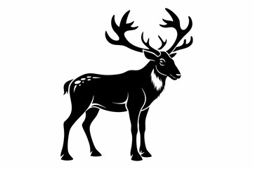 caribou silhouette line art vector illustration with a white background