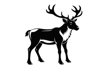 caribou silhouette line art vector illustration with a white background