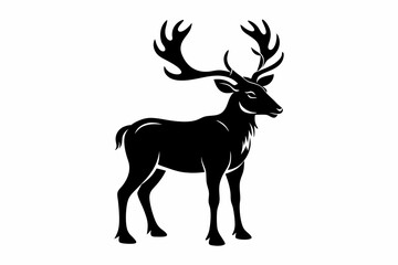 caribou silhouette line art vector illustration with a white background