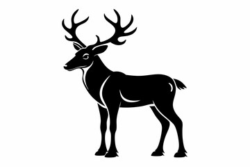caribou silhouette line art vector illustration with a white background