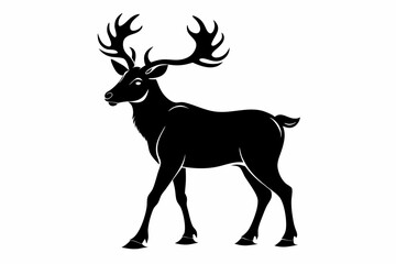 caribou silhouette line art vector illustration with a white background