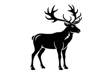 caribou silhouette line art vector illustration with a white background