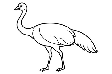 cassowary silhouette line art vector illustration with a white background