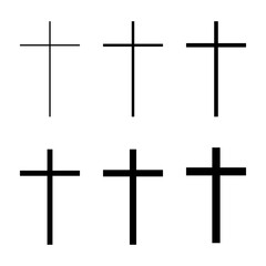 Set of crosses with black line of different thicknesses. Vector illustration
