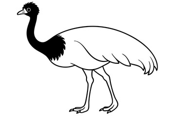 cassowary silhouette line art vector illustration with a white background