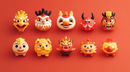 Adorable Chinese New Year Zodiac Animal Characters