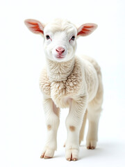Obraz premium A Serene White Lamb Stands Isolated Against A Pristine White Background, Creating A Visually Striking And Peaceful Image. 00001