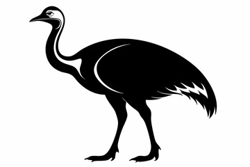 cassowary silhouette line art vector illustration with a white background