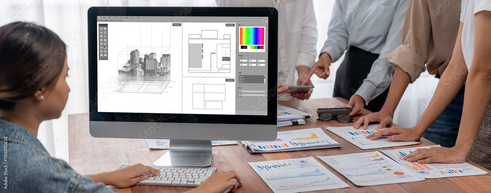 Poster architectural design brisk software application for architect business and professional designer