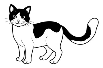 cat silhouette line art vector illustration with a white background