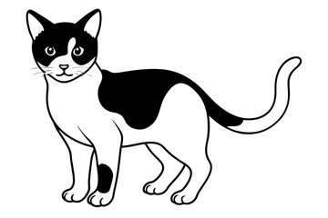 cat silhouette line art vector illustration with a white background