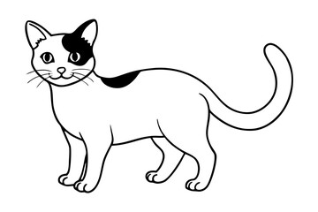 cat silhouette line art vector illustration with a white background