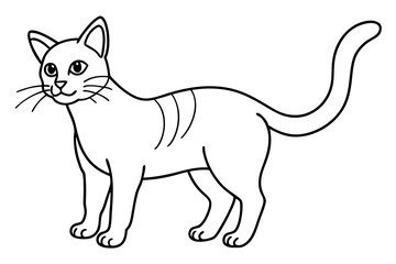 cat silhouette line art vector illustration with a white background