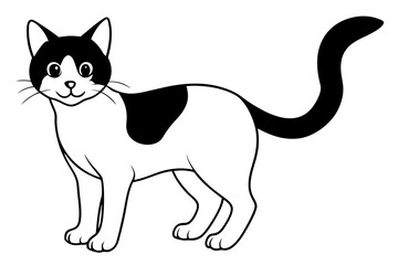 cat silhouette line art vector illustration with a white background
