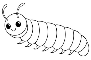 caterpillar silhouette line art vector illustration with a white background