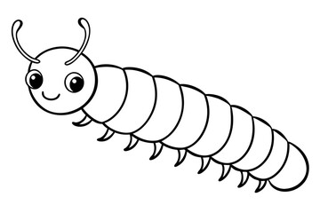 caterpillar silhouette line art vector illustration with a white background