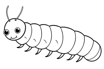 caterpillar silhouette line art vector illustration with a white background