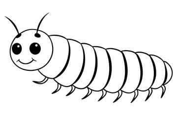 caterpillar silhouette line art vector illustration with a white background