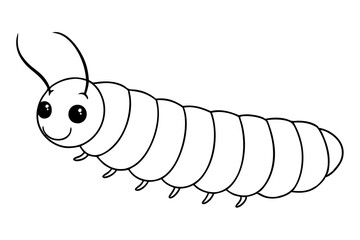 caterpillar silhouette line art vector illustration with a white background