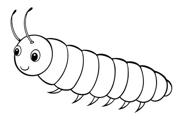 caterpillar silhouette line art vector illustration with a white background
