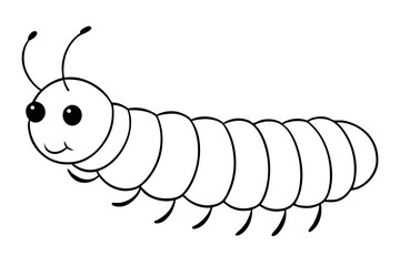 caterpillar silhouette line art vector illustration with a white background