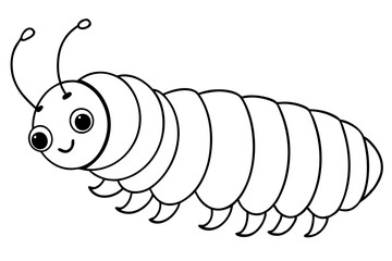caterpillar silhouette line art vector illustration with a white background