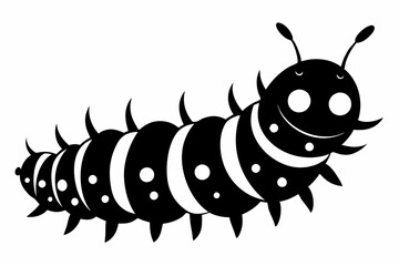 caterpillar silhouette line art vector illustration with a white background