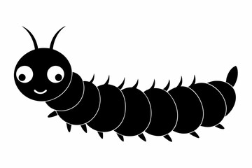 caterpillar silhouette line art vector illustration with a white background