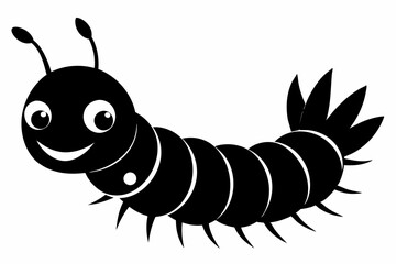 caterpillar silhouette line art vector illustration with a white background