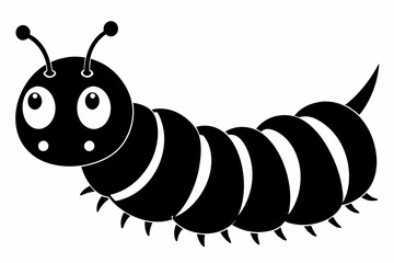caterpillar silhouette line art vector illustration with a white background