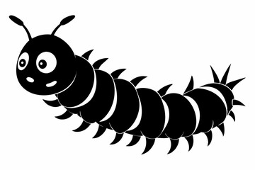 caterpillar silhouette line art vector illustration with a white background