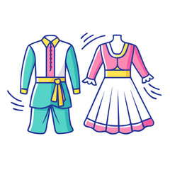 folk dance costumes vector icon, dance day vector illustration - simple illustration of folk dance costumes perfect for logos, and dance day-themed designs.