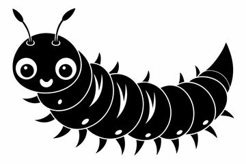 caterpillar silhouette line art vector illustration with a white background