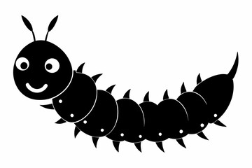 caterpillar silhouette line art vector illustration with a white background
