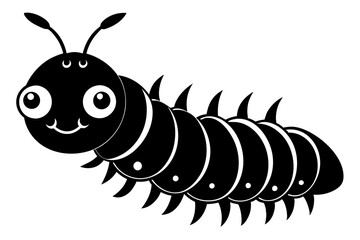 caterpillar silhouette line art vector illustration with a white background