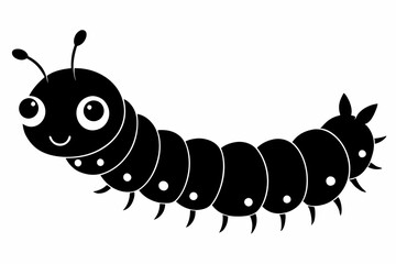 caterpillar silhouette line art vector illustration with a white background