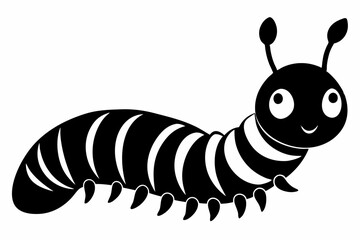 caterpillar silhouette line art vector illustration with a white background