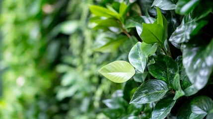 Obraz premium Lush Green Indoor Vertical Garden Vibrant Foliage Wall Texture Background : Generative AI