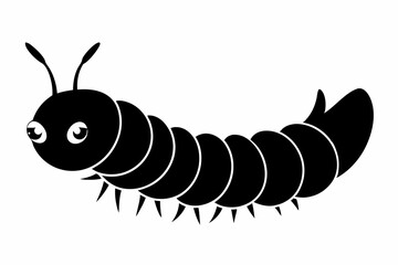 caterpillar silhouette line art vector illustration with a white background