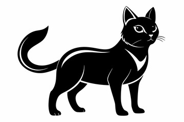 cat silhouette line art vector illustration with a white background